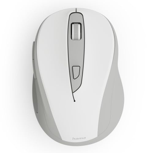Hama Maus kabellos (optische Funkmaus ohne Klickgeräusch, ergonomisches Design, 6 Tasten, mit Browsertasten, 800/1200/1600 DPI, 2,4 GHz Technologie, ideal als Computermaus, Laptopmaus) weiß