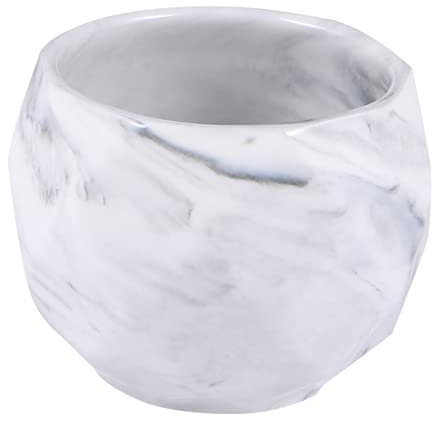 VICASKY Ripple Marble Succulents Plant Pot Ceramic Flower Planter for Home Office Decoration Grey Marble Effect Drainage Design Modern Decorative Container