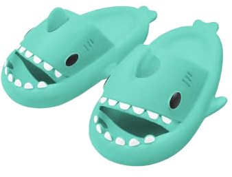 corimori Hai Badeschuhe, Haifisch Badeschlappen rutschfest, schnell trocknend, bequem mit Haifisch-Design (Gr. 34–43)