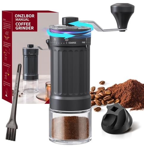 ONZLBOR Manual Coffee Grinder,Coffee Grinder, with High Precision ceramicContemporary Conical Burr, 40-Grade AdjustableSettings, for Aeropress, Espresso, Pour Over,French Press, Mokapots