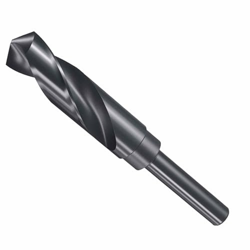CoCud Bohrer 7/8 Schneiddurchmesser 22.23mm 4341 HSS Nitrierung Schwarz | 1/2 Reduzierter Schaft, 3-Flach, 118° Schneidwinkel, Für Kunststoff Holz Bohren, Bohrer
