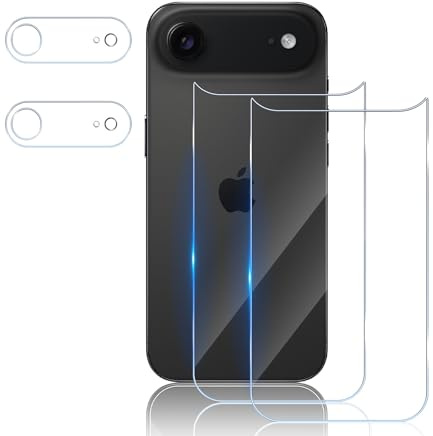 TUTUO [2+2 Pack Tempered Glass Compatible with iPhone Air / 17 Air Back Screen Protector + Camera Lens Protector, 9H Hardness HD Back Protective Film No Bubbles Anti-Scratch