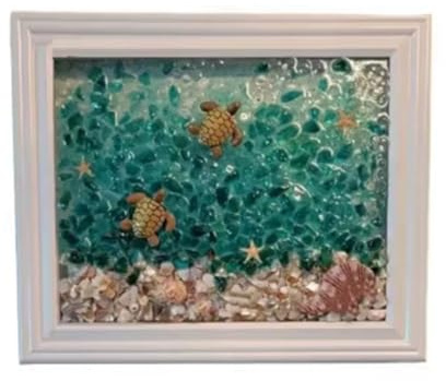Bosiyrggrl Ocean Theme Sea Glass Art Kit for Adults Photo Frame Easy Operation DIY Mosaic Arts and Craft Kits Handmade A