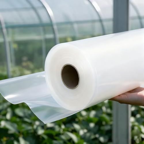 Bâche de Serre en Polyéthylène, Film de Jardinage pour Serre 12S Résistante aux UV, Intempéries et Déchirures Pour projets industriels, Jardin et Culture Protégée (Size:4x20m/13.12x65.6ft,Color:Blanc)