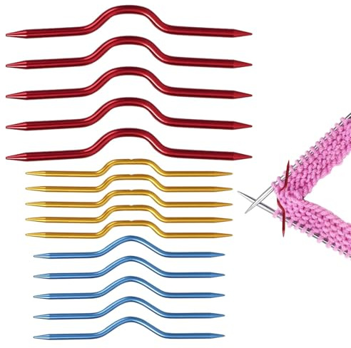 Cable Needles for Knitting, 15 Pcs Aluminium Set Cable Knitting Needles, Cables Needle,Specialised Tool for Sweater Knittings, Suitable Creating Sweaters and Blankets (Colour Random)