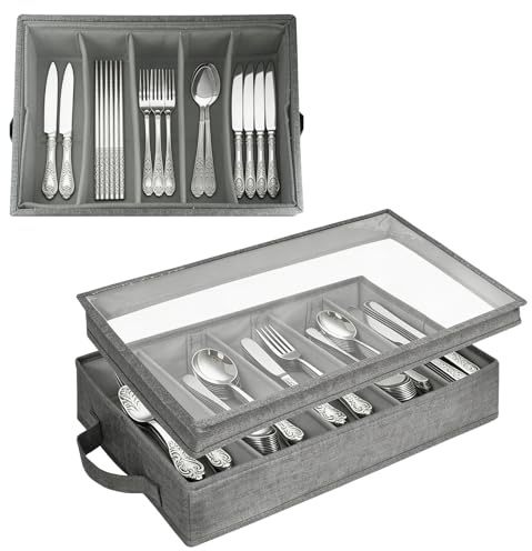 ASOUUNLD Besteckkasten mit Deckel 5 Fächer Verstellbar mit Griffen | Besteck Organizer für Messer, Gabeln, Löffel und Küchenutensilien, ideal für Schubladen, Camping und Wohnmobil