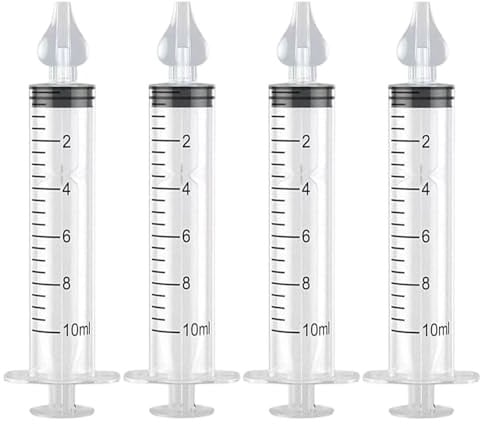 4 Stück Nasendusche Baby,Nasendusche Kinder 10ml Tragbar | Nasenspülung Baby mit Silikon Nasensaugspitze, Für Kochsalzlösung Nasenspülung