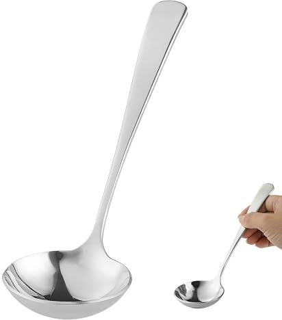 Small Ladle for Serving, 7.8 Inch 18/10 Stainless Steel Mini Gravy Ladle for Soup, Sauce and Gravy, Sturdy and Anti-corrosion, Dishwasher Safe