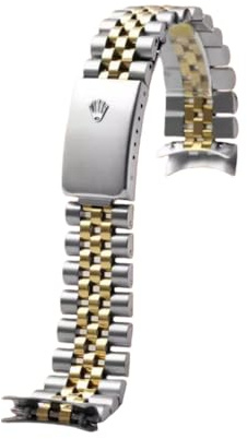 13mm 17mm 20mm Edelstahl Uhrenarmband Rundanstoß für Rolex Datejust | Metall Ersatzband Gebogene Enden Zubehör Casual Dress Herren Damen