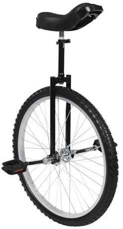 Gdetnysty Einrad für Erwachsene 24 Zoll Unicycle mit verstellbarem ergonomischen Sattel Trainingsrad Balance Fitness Rad Stahlrahmen Aluminiumfelge 70 kg Tragkraft Höhenverstellbar 91-102 cm (Schwarz)
