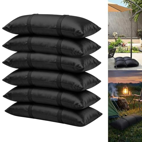 GOMETY 6 sacos de arena, pesos rellenables para sombrillas y sombrillas, 29 x 73 cm, bolsas de arena resistentes a la intemperie como peso para muebles de jardín y camas elásticas