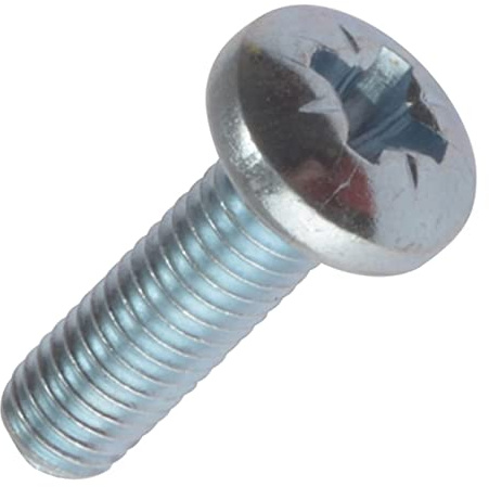 Machine Screw Pozi Pan Head Bright Zinc Plated M4 10mm Pack of 100