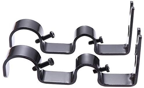 VORCOOL Eisen Doppel Vorhangstange Halterung Vorhangstange Halter Gardinenstange Wandhalterungen 2 STÜCKE 18-22mm (Kaffee)