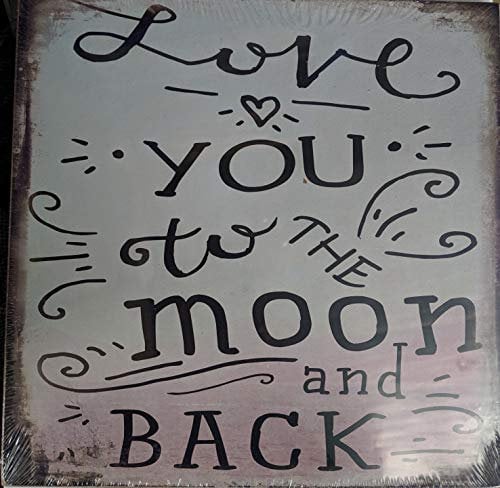 I love you to the Moon and Back Wooden Sign 30cm x 30cm Shabby Chic