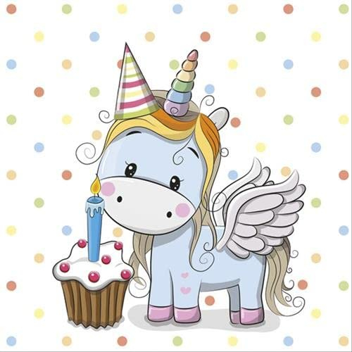 20 Servietten Party Einhorn als Tischdeko für Mädchen zum Kindergeburtstag 33x33cm