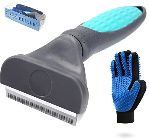 Pet Grooming Kit for Cats and Small Dogs, Undercoat Deshedding Tool Set, Gently and Effectively Remove Loose Hair and Reduce Shedding, Includes a Brush and a Double-sided Silicone Glove