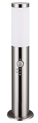 MONZANA® Außenlampe mit Bewegungssensor Edelstahl 50cm E27 Fassung IP44 Wegeleuchte Gartenleuchte Beleuchtung für Außen Outdoor Garten Terrasse Silber