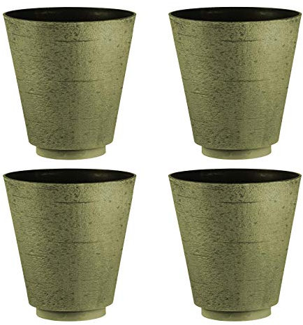 Hudson Textured Effect Plastic Planter - Grey/Green, Set of 4 - Suitable for Indoor or Outdoor Use - 35.5cm (H) x 33cm (Dia)