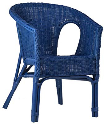 MiaMöbel Armlehnstuhl Rattan 57x75x56 cm Landhausstil Rattan Blau