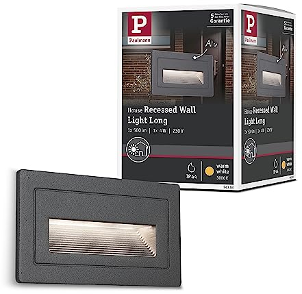 Paulmann 94383 LED Außenleuchte Wandeinbauleuchte Long IP65 103x58mm eckig incl. 1x4 Watt Schwarz Außenlampe Aluminium 3000 K