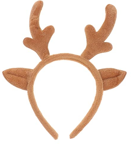 Minkissy Rentier Geweih Stirnband Plüsch Geweih Haarreif Ohr Kopfbedeckung Reh Horn Stirnband Kostüm Stirnband für Kinder Erwachsene Frauen Weihnachtsfeier Bevorzugt Kopfbedeckung