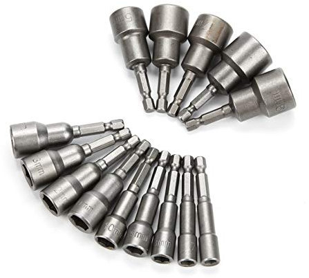 Holdfiturn Magnetic Hexagon Socket Bolt Drill bit Nut Driver Bit Set 6-19mm Bolt and Nut Remover Tool 1/4 Hex Shaft Quick Change in Drills for Quicker Change Chuck Adapter