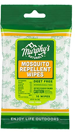 Murphy's Naturals Mückenschutztücher | DEET-frei | Hergestellt mit ätherischen Ölen auf pflanzlicher Basis | einfach zu bedienen | ideal für Familie | Reisegröße | 10 Tücher