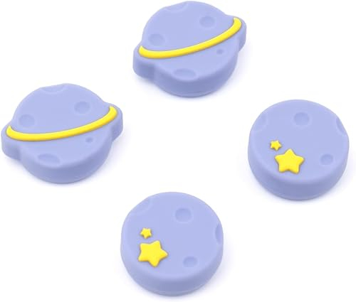 GeekShare Capuchons de poignée de Pouce Mignons compatibles avec Switch/OLED/Switch Lite, Couvercle à Bascule en Silicone Souple, 4 pièces - Happy Planet