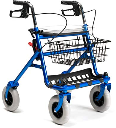 FabaCare Rollator mit Vollausstattung, Standardrollator 286i, faltbar mit Korb und Tablett, Farbe Blau