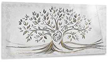 Giallobus - Quadro - 02 - Capezzale Moderno - Sacra Famiglia e Albero della Vita - Black&Gold - Vetro Acrilico - 100x50 - Pronto da Appendere - Quadri Moderni per la casa