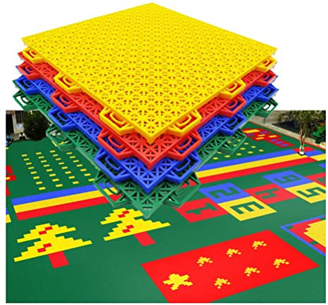 Tapis Caillebotis en Caoutchouc 25CM Dalles De Sol Emboîtables Modulaires, Aire De Jeux De Jardin d'enfants Bricolage Coloré Épissant Le Sol Sportif, Antidérapant Et Résistant À l'usure
