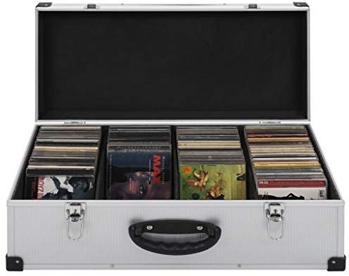 Tidyard CD Case CD Storage Box Lockable CD Holder CD Storage and Organization for 80 CDs Aluminium ABS Silver