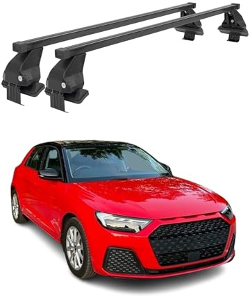 OMAC Dachträger Querträger Stahl für Audi A1 GB Sportback 2019-2026 – Abschließbar – City-Crash-getestet – DIN 75302:2019 – ISO/PAS 11154:2006 – Max. 50 kg Schwarz
