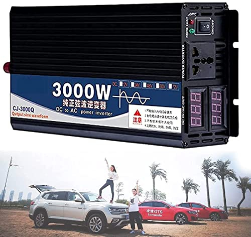 Onduleur 3000W 4000W 5000W 12V 24V 48V 60V à 220V 230V 240V avec prises AC Onduleur pour voiture camion RV Transformateur de tension solaire Onduleur sinusoïdal pour voiture maison (60V, 3000W)