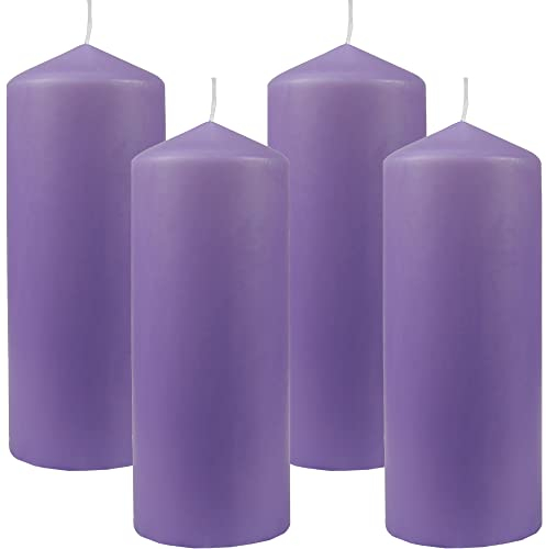 Bestgoodies Stumpenkerzen Wachskerzen Ø8cm x 20cm (4er Pack) Violett - Lange Brenndauer, Hergestellt in EU, Kerzen Blockkerzen - Wachs Stumpen
