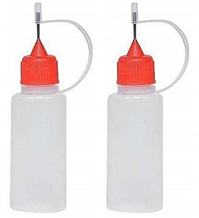 CMJ 2 x 10ml RED Needle Tip Plastic Dropper Bottles Squeezable Liquid E-Liquid Bottle UK Seller