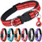 AUAUY Reflektierend Halsband Hund, Verstellbares Atmungsaktives Hundehalsband, Weich Gepolstertes Neopren Nylon Hunde Halsband mit AirTag-Hülle Doppel-D-Ring für Kleine Mittel Große Hunde(Rot-L)