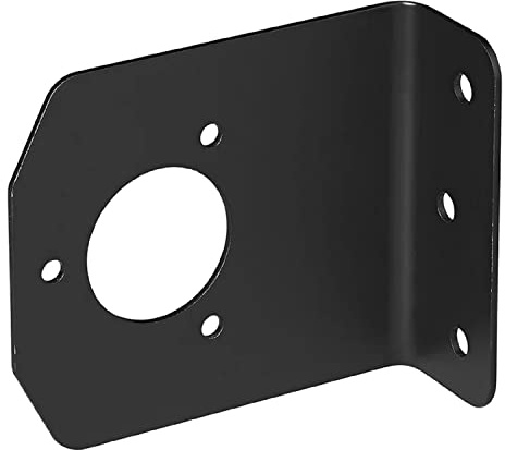 Halterung für Anhängerkupplungsdose aus Metall 9,4 x 10,9 cm schwarz | Steckdosenhalter für 7- und 13-polige Anschlüsse, gewinkelte Bauform, schwarz beschichtet, wetterbeständig