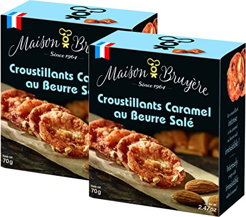 Knusprige Karamell-Kekse - Gesalzene Karamell Crunchies 2x70g / Maison Bruyère, Frankreich