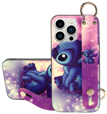 Armband Hülle für Huawei P30 Lite 6,15 Hülle mit Strap, Süßes Stitch Karikatur Anime Silikon Schutzhülle Weiche TPU Stoßfest Bumper Wristband Handyhülle für P30 Lite New Edition/Nova 4e, 05