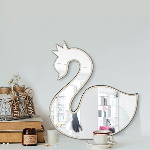 Hava Kolari Kinderzimmer Spiegel Wandspiegel Acryl Schwan Spiegel Aufkleber, Kinder Spiegel mit Holz Wandsticker Wanddeko für Kinderzimmer Badezimmer