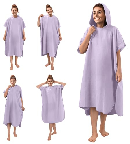 JEMIDI Poncho de bain - Peignoir de bain homme femmes manches courtes avec capuche en microfibre pour adultes - Sports aquatiques après douche plage