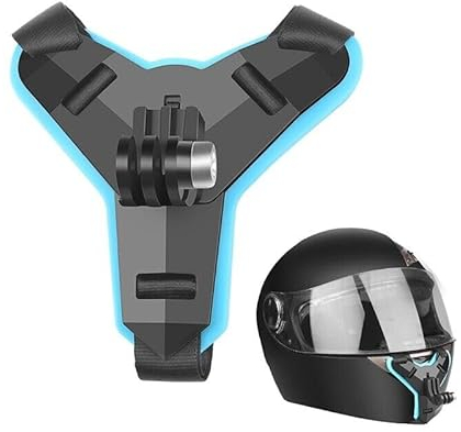 Motorrad Helmhalterung, Motorrad Helm Chin Rest, Motorradhelm-Gurt-Halterung am Kinn für GoPro Hero 2018/6 / 5/4 / 3, Session, SJCAM, AKASO, Campark, Polaroid, Osmo Action, YI Action-Cam (Blue)