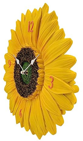perfk Orologio da Parete Girasole Orologio da Parete per Interni ed Esterni Orologio da Parete Impermeabile Silenzioso Senza ticchettio Orologio Rotondo