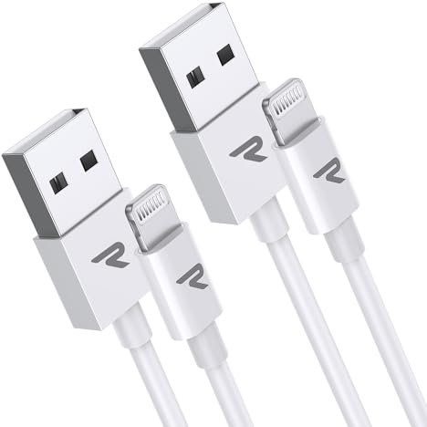 RAMPOW Cable iPhone [2Pack 1M] Cable iphone Carga Rapida [Apple MFi Certificado C89], Cable Cargador iPhone Cable Lightning Compatible con iPhone 14/13/12/Pro Max/11/X/XS/XR/8/7/6, Airpods - Blanco