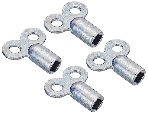 PATIKIL Heizkörper Lüftungsschlüssel 4 Pack Zinklegierung Vierkant Steckdose Entlüftung Lüfter Schlüssel Schraubenschlüssel Sanitär Entlüfter Werkzeug Doppel Loch Silber