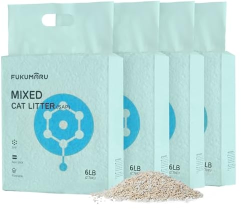 FUKUMARU Tofu Katzenstreu 10.8kg, schnell klumpendes Katzenstreu mit super saugfähigem Material, sofort absorbierend, staubfreies, geringe Spurenbildung, spült in der Toilette,Geruchskontrolle