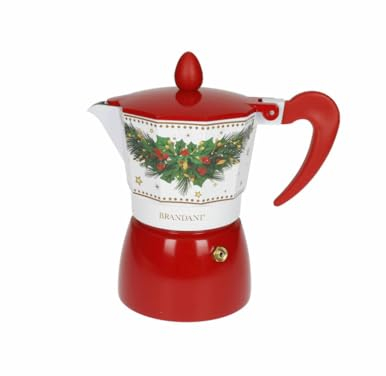 BRANDANI La Caffettiera Natalizia Christmas 3 Tazze In Alluminio Gift Box