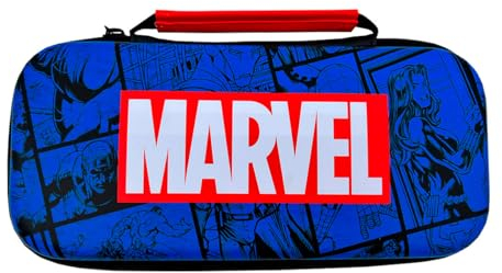 WONDEE Nintendo Switch Tasche, Switch OLED und Lite Hülle von Marvel im Comic Stil – Interner Bildschirmschutz und Platz für 10 Spiele – Nintendo Switch Zubehör, Marvel Offizielles Merchandise