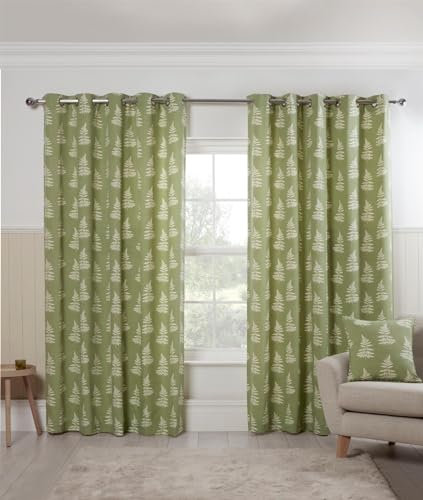 Sundour Esher Light Filtering Curtains Green 46x90